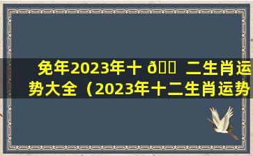 免年2023年十 🐠 二生肖运势大全（2023年十二生肖运势详解 🕊 (最新完整版)2020）